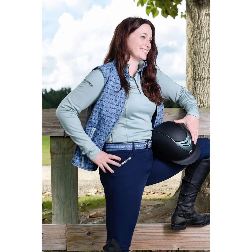 Romfh Hampton Quilted Vest Blue Gray Equestrian Riding Performance Zip Vest XS
